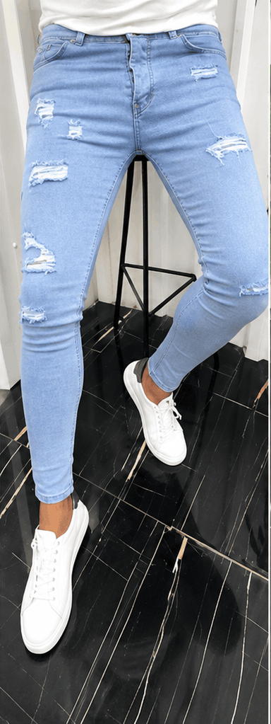 Jean Homme Skinny Distressed Stretch – Style Urbain & Denim Déchiré VELICYA