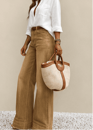 Jean Femme Wide Leg Taille Haute – Coupe Ample & Style Casual Chic VELICYA