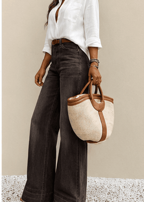 Jean Femme Wide Leg Taille Haute – Coupe Ample & Style Casual Chic VELICYA