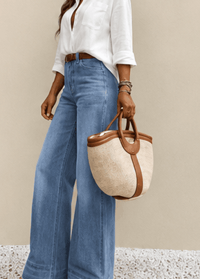 Jean Femme Wide Leg Taille Haute – Coupe Ample & Style Casual Chic VELICYA