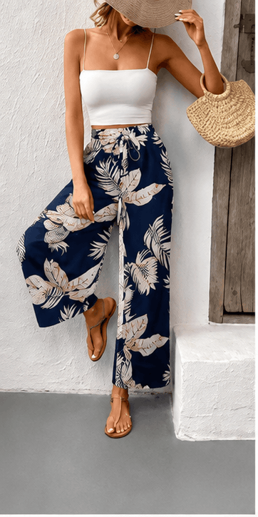 Pantalon Femme Tropical Chic – Taille Haute & Coupe Large VELICYA