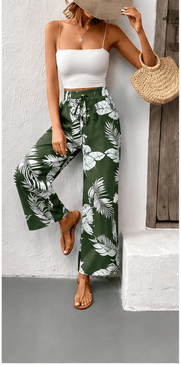 Pantalon Femme Tropical Chic – Taille Haute & Coupe Large VELICYA