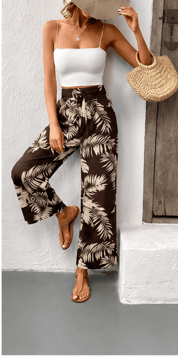 Pantalon Femme Tropical Chic – Taille Haute & Coupe Large VELICYA