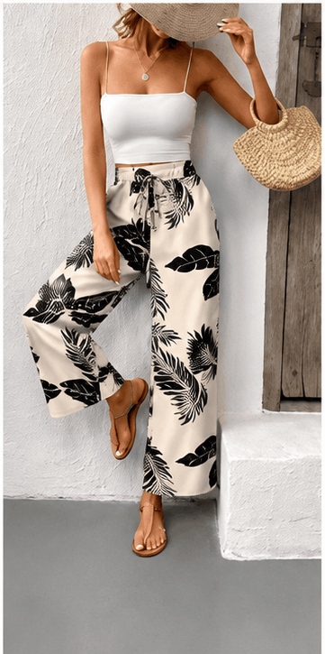 Pantalon Femme Tropical Chic – Taille Haute & Coupe Large VELICYA