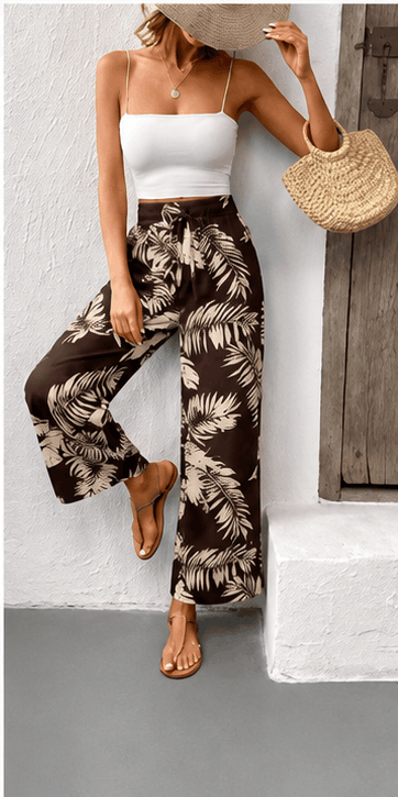 Pantalon Femme Tropical Chic – Taille Haute & Coupe Large VELICYA