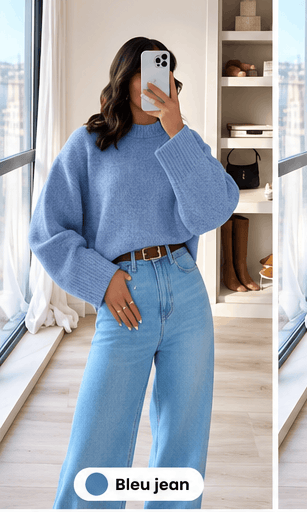 Pull Femme Gris en Maille Col Rond – Style Minimaliste & Casual Chic VELICYA
