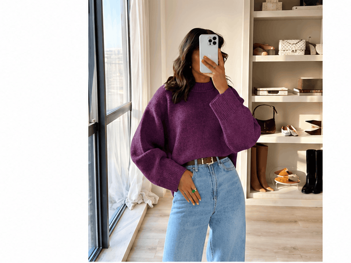 Pull Femme Gris en Maille Col Rond – Style Minimaliste & Casual Chic VELICYA