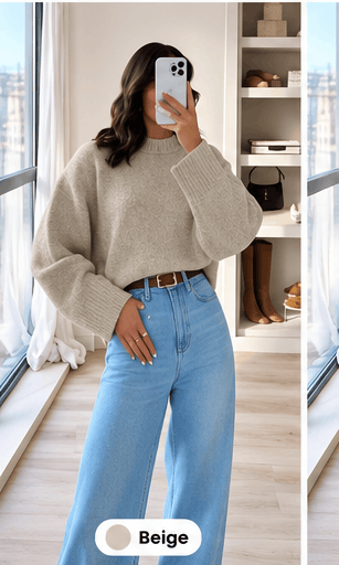 Pull Femme Gris en Maille Col Rond – Style Minimaliste & Casual Chic VELICYA