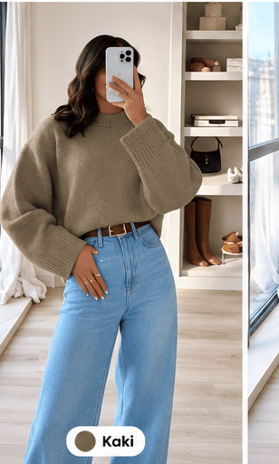 Pull Femme Gris en Maille Col Rond – Style Minimaliste & Casual Chic VELICYA