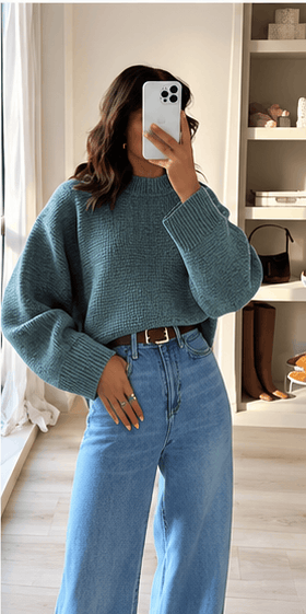 Pull Femme Gris en Maille Col Rond – Style Minimaliste & Casual Chic VELICYA
