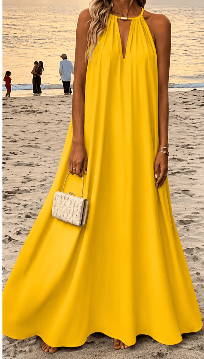 Robe Longue Femme Hotletica – Dos-Nu, Coupe Évasée & Élégance de Plage VELICYA