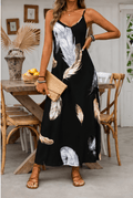 Robe Longue à Imprimé Plumes – Élégance Bohème & Légèreté VELICYA