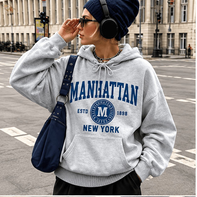 💙 Sweat Femme à Imprimé Lettres – Style College Oversize & Streetwear VELICYA