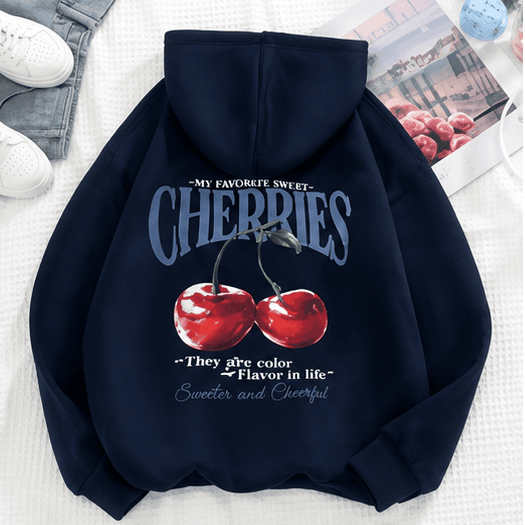 🍒 Sweat Femme à Imprimé Cerises – Coupe Oversize & Style Casual Tendance VELICYA