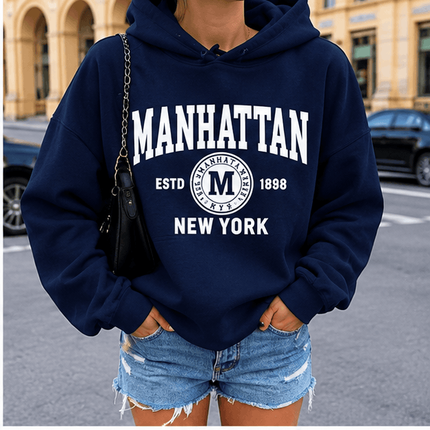 💙 Sweat Femme à Imprimé Lettres – Style College Oversize & Streetwear VELICYA