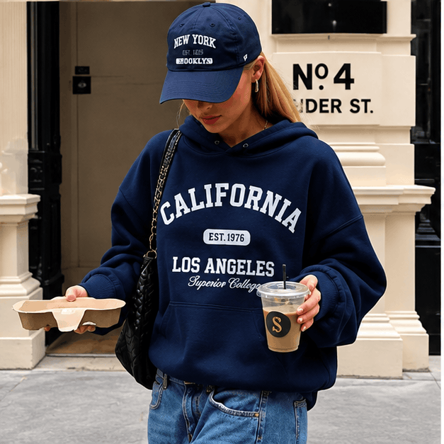 💙 Sweat Femme à Imprimé Lettres – Style College Oversize & Streetwear VELICYA