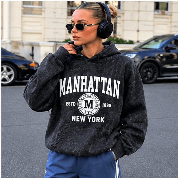 💙 Sweat Femme à Imprimé Lettres – Style College Oversize & Streetwear VELICYA