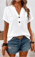 Blouse Femme Col V à Boutons – Élégance Décontractée & Chic au Quotidien VELICYA