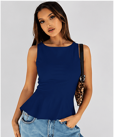 🌸 Top Femme Élégant à Volants – Col Halter & Coupe Péplum VELICYA