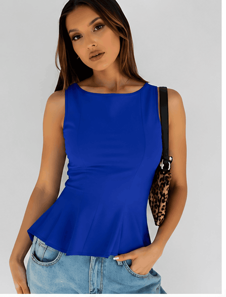 🌸 Top Femme Élégant à Volants – Col Halter & Coupe Péplum VELICYA
