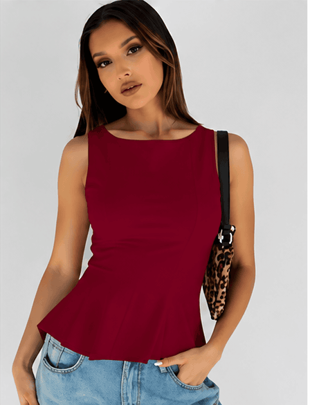 🌸 Top Femme Élégant à Volants – Col Halter & Coupe Péplum VELICYA