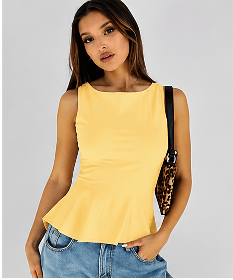 🌸 Top Femme Élégant à Volants – Col Halter & Coupe Péplum VELICYA