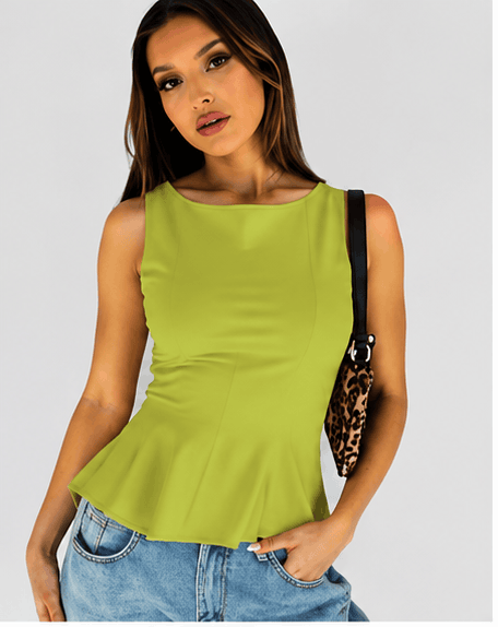 🌸 Top Femme Élégant à Volants – Col Halter & Coupe Péplum VELICYA