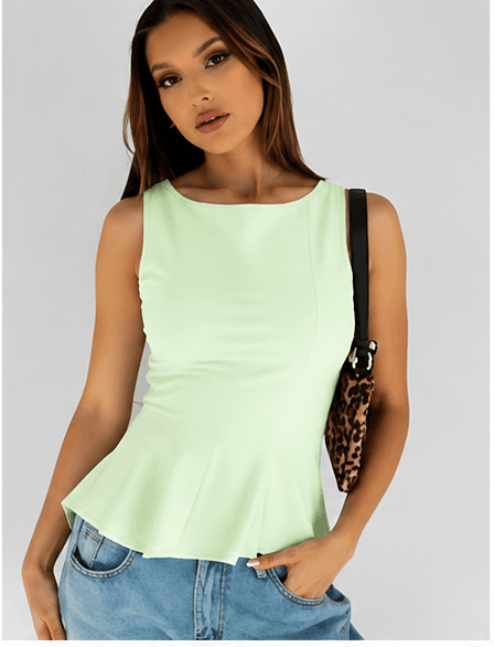 🌸 Top Femme Élégant à Volants – Col Halter & Coupe Péplum VELICYA