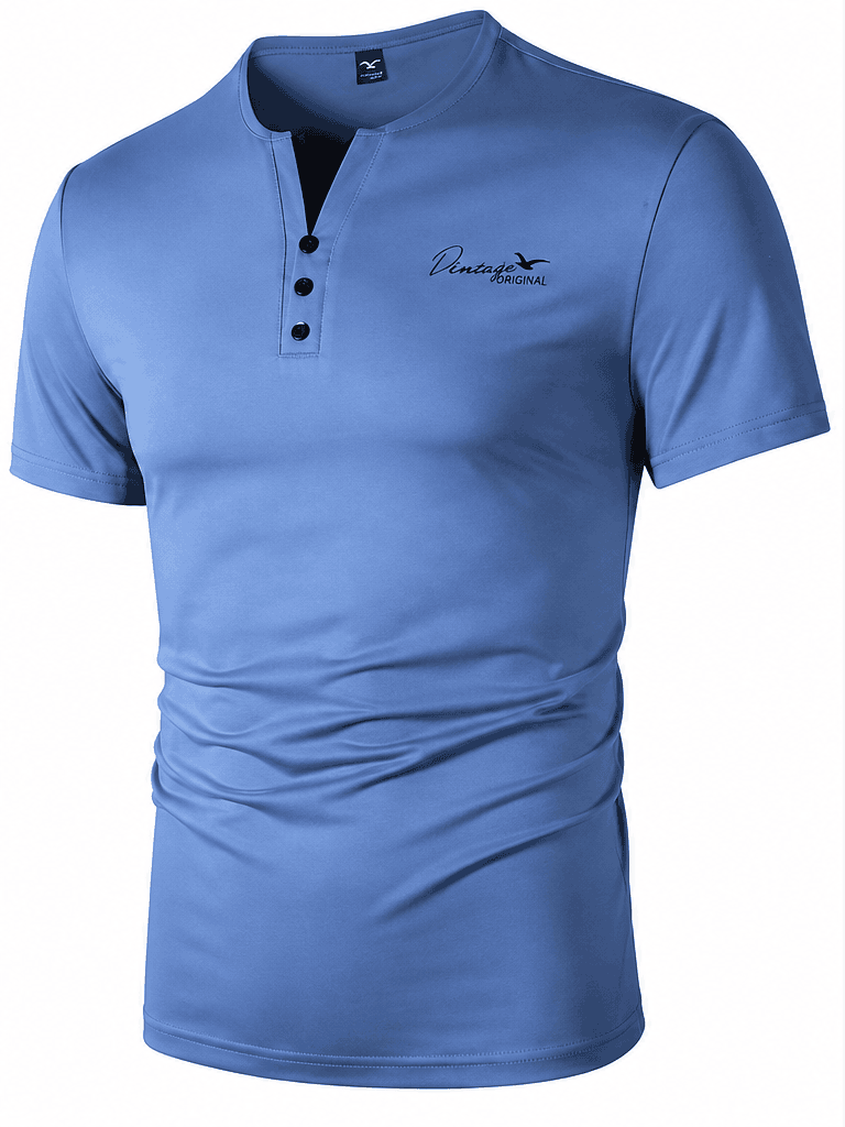 T-Shirt Homme Henley Slim Fit – Col Boutonné & Style Casual Chic VELICYA