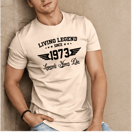 T-Shirt Homme « Living Legend 1973 » – Slim Fit, Imprimé Vintage & Style Casual VELICYA