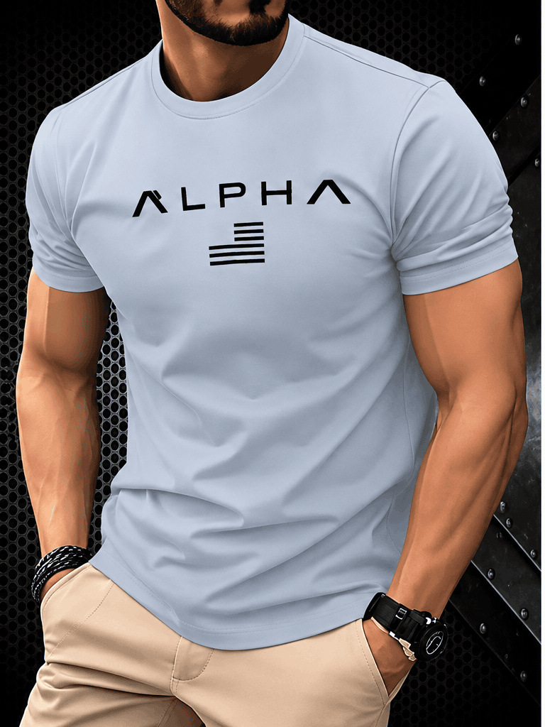 T-Shirt Homme ALPHA – Imprimé Minimaliste, Manches Courtes & Style Sport Casual VELICYA
