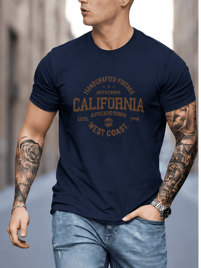 T-Shirt Homme California West Coast – Imprimé Vintage & Style Casual Urbain VELICYA