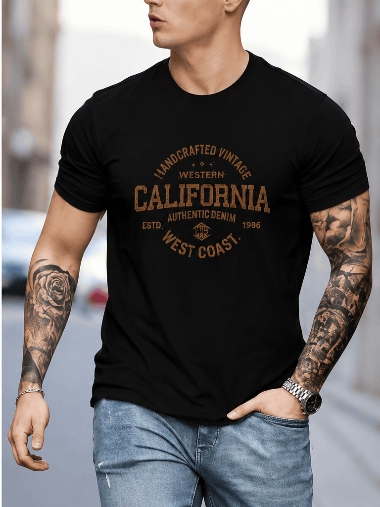 T-Shirt Homme California West Coast – Imprimé Vintage & Style Casual Urbain VELICYA