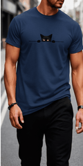 T-Shirt Homme Chat Espion – Imprimé Cartoon Minimaliste & Style Casual VELICYA