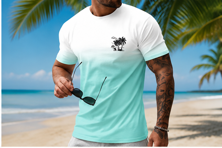 T-shirt Homme Palmier Dégradé – Style tropical, plage et vacances