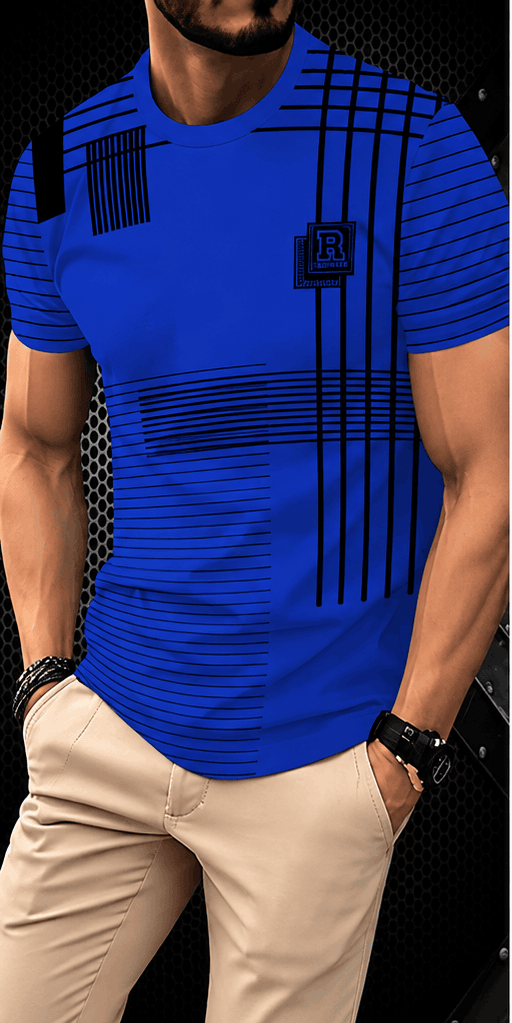 T-Shirt Homme Imprimé Rayures 3D – Style Sport Casual & Look Moderne VELICYA