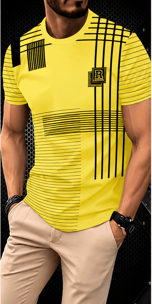 T-Shirt Homme Imprimé Rayures 3D – Style Sport Casual & Look Moderne VELICYA