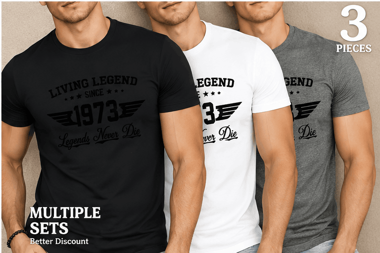 T-Shirt Homme « Living Legend 1973 » – Slim Fit, Imprimé Vintage & Style Casual VELICYA