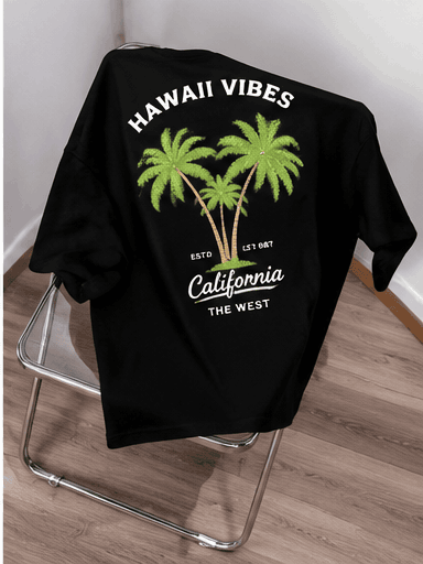 T-Shirt Homme Tropical VIVINTIMO – Kaki Foncé, Imprimé Palmier & Style Vacances VELICYA