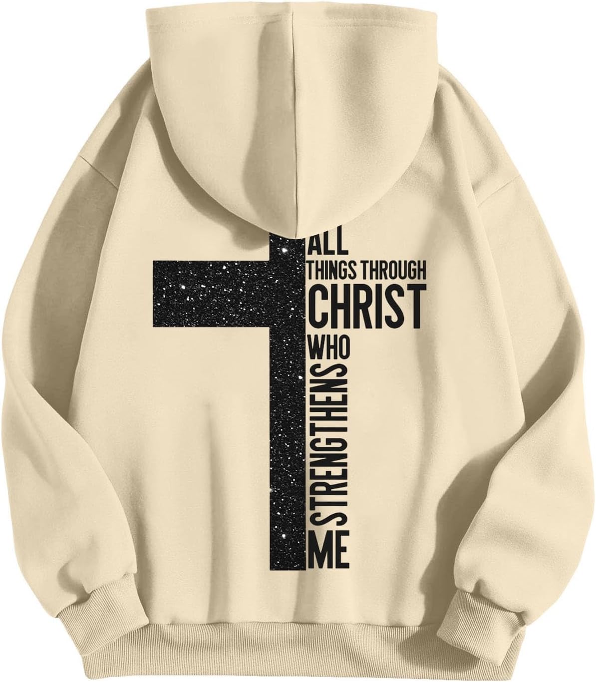 Sweat à capuche homme oversize – Imprimé croix et lettrage