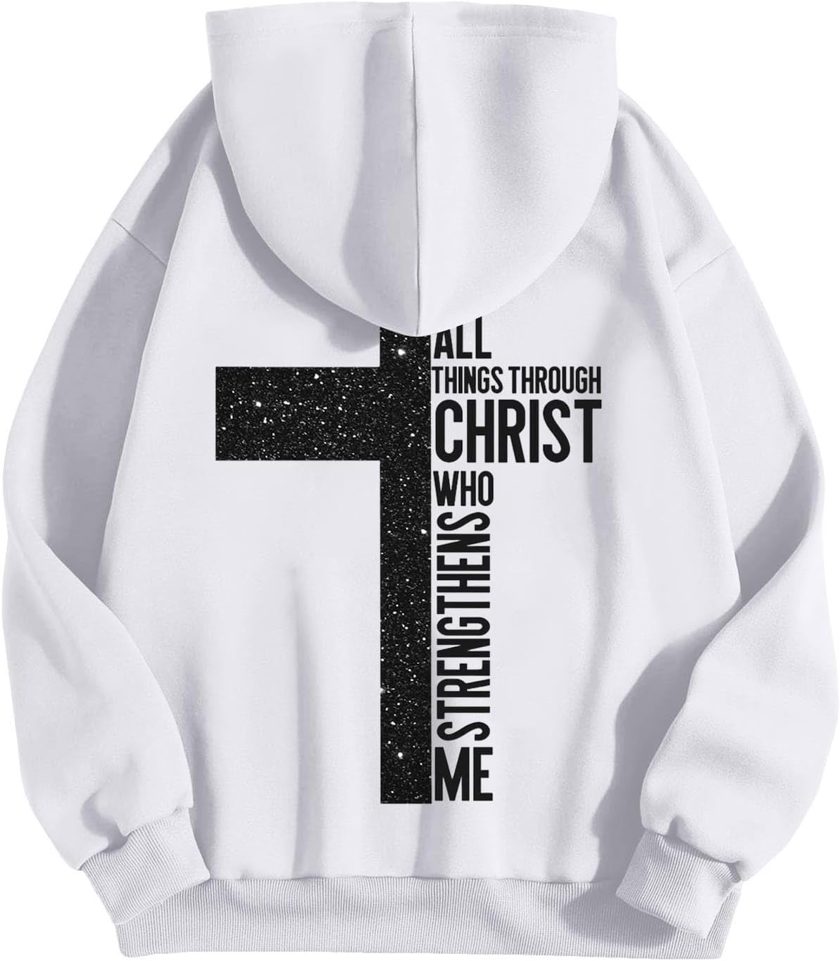 Sweat à capuche homme oversize – Imprimé croix et lettrage
