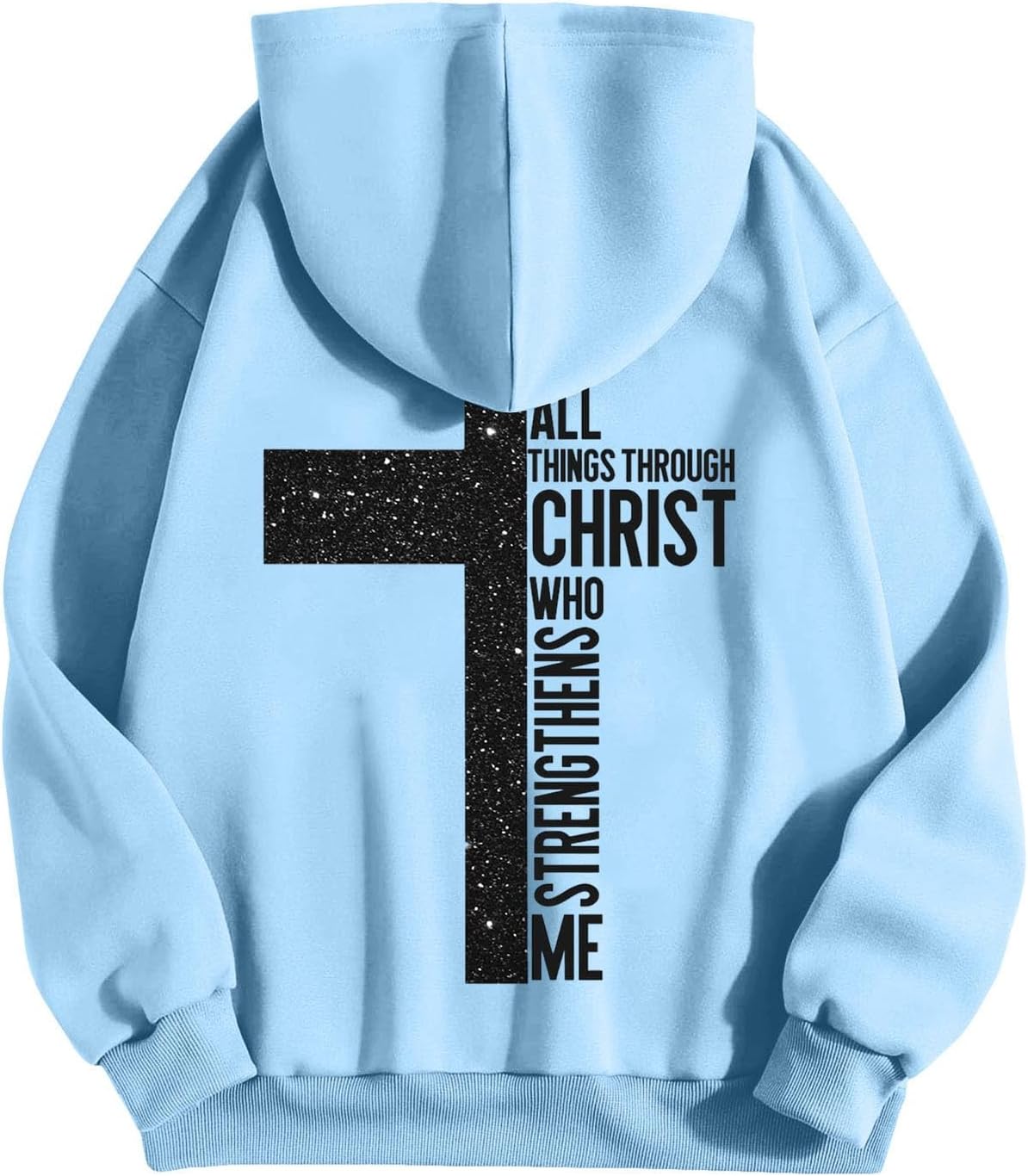 Sweat à capuche homme oversize – Imprimé croix et lettrage