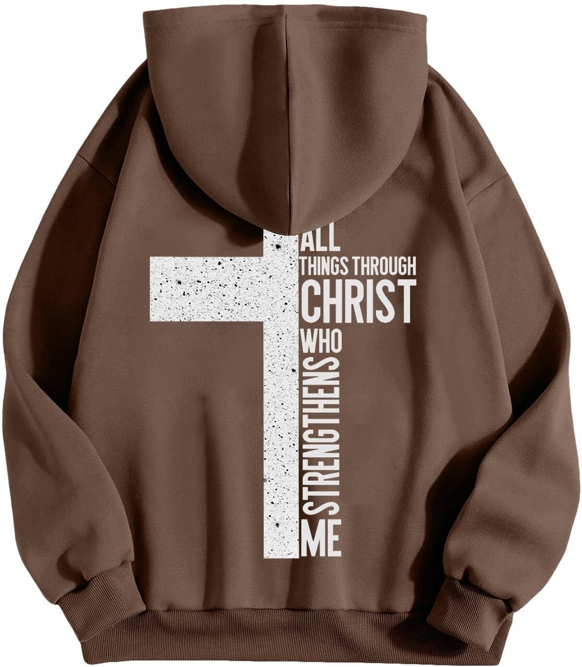 Sweat à capuche homme oversize – Imprimé croix et lettrage
