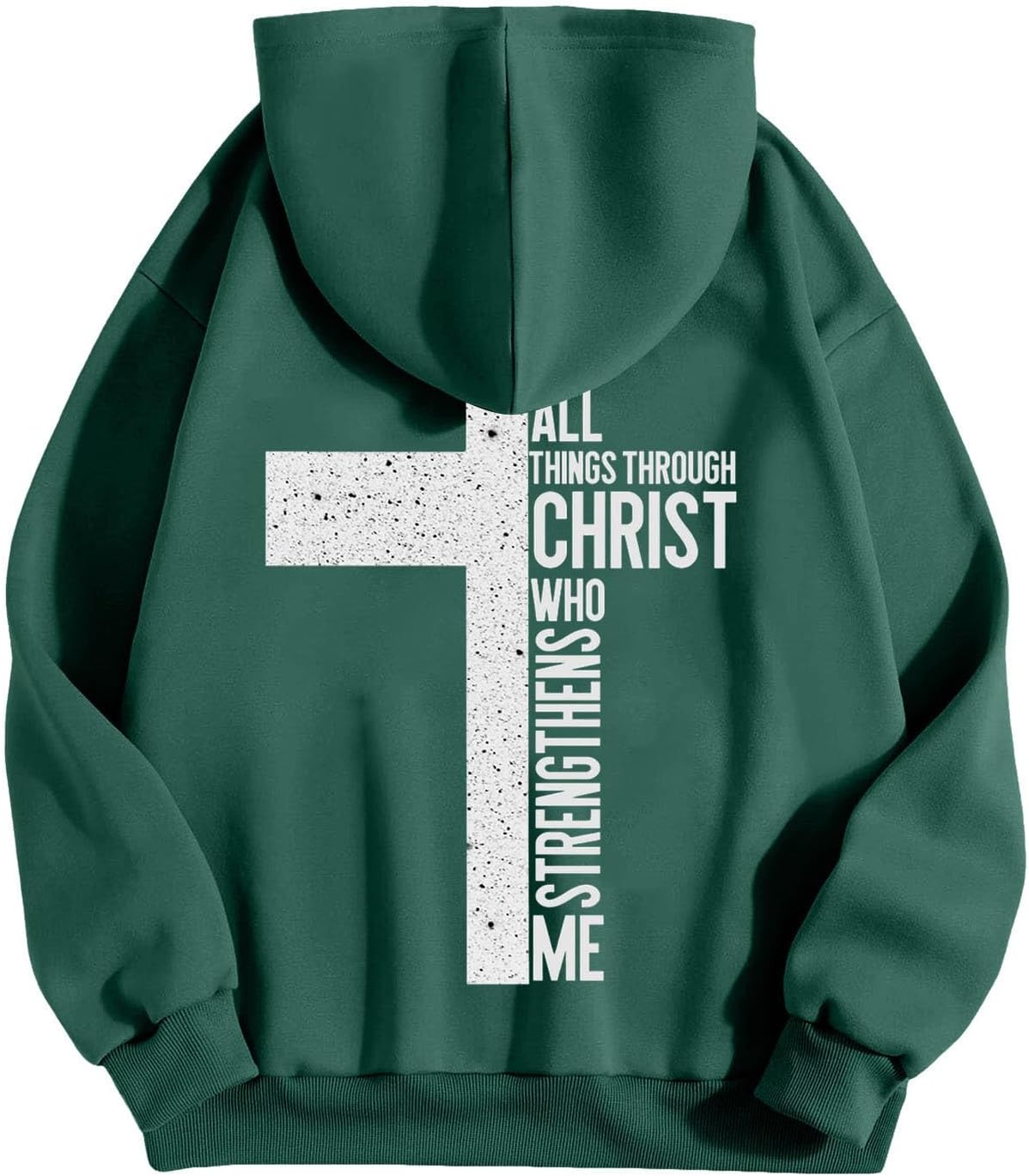 Sweat à capuche homme oversize – Imprimé croix et lettrage