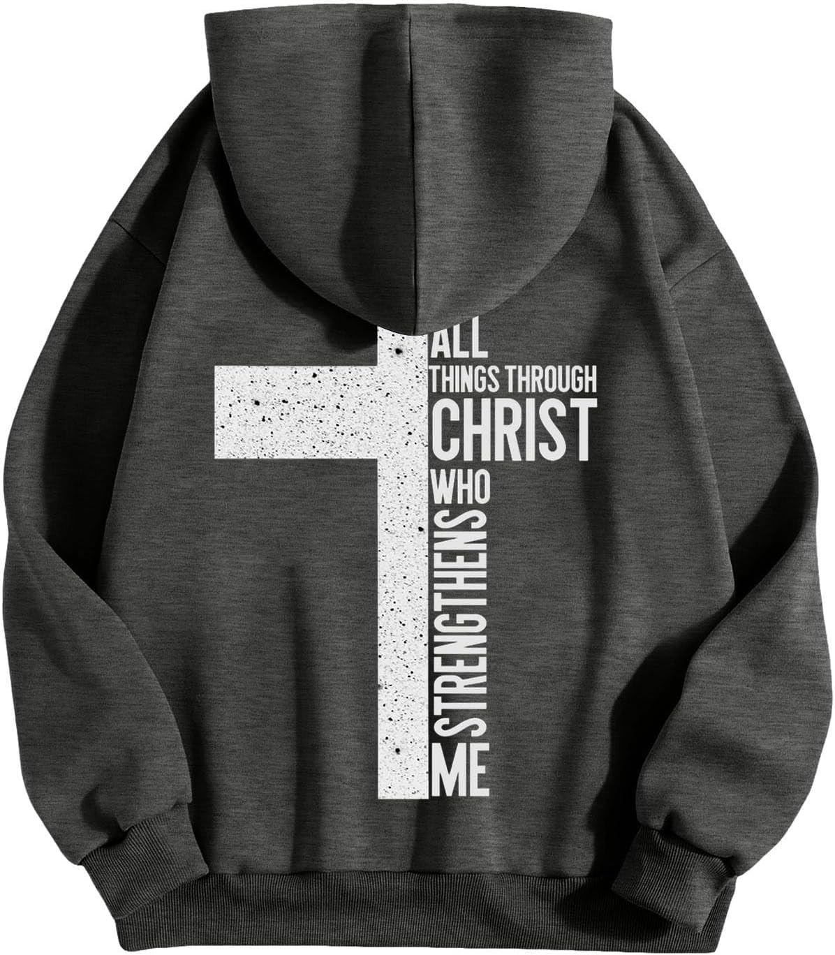 Sweat à capuche homme oversize – Imprimé croix et lettrage