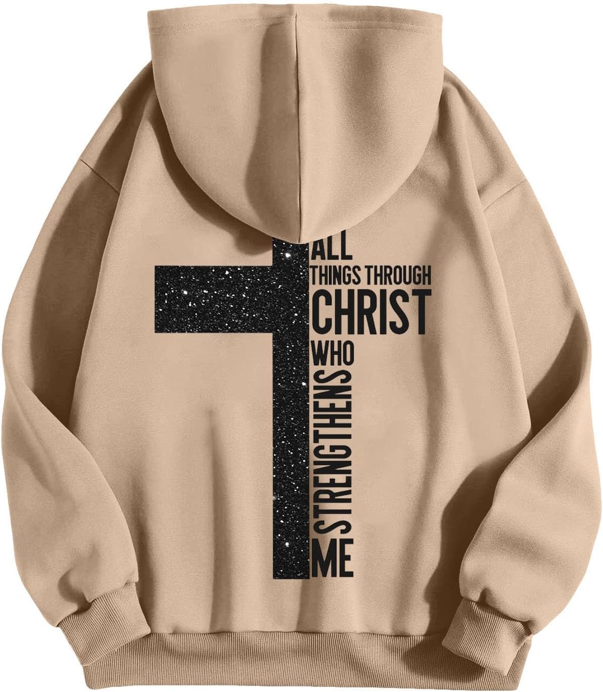 Sweat à capuche homme oversize – Imprimé croix et lettrage