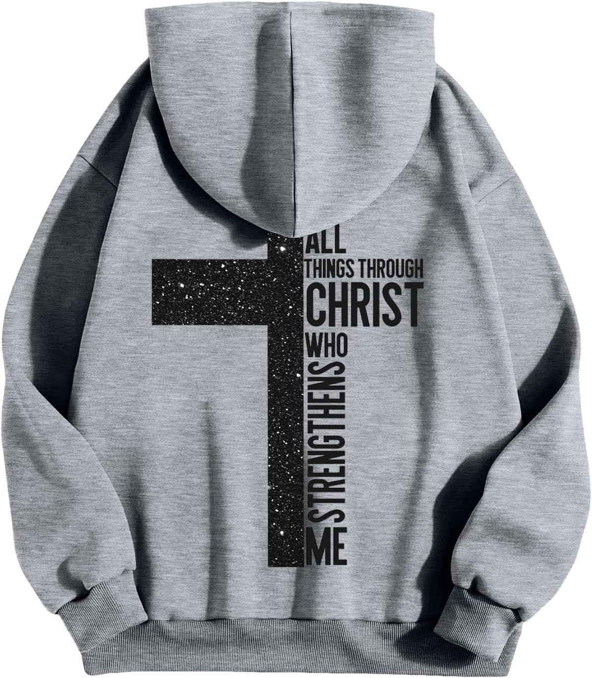 Sweat à capuche homme oversize – Imprimé croix et lettrage