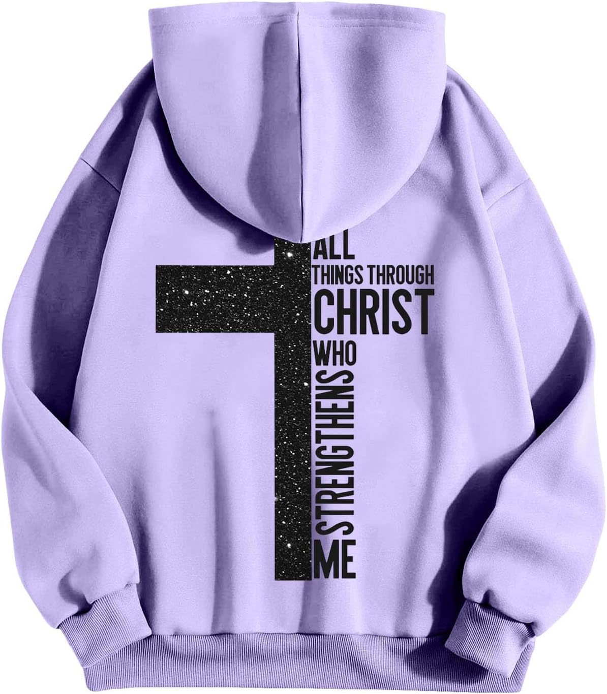 Sweat à capuche homme oversize – Imprimé croix et lettrage