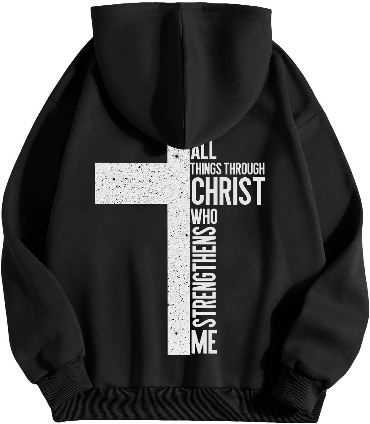 Sweat à capuche homme oversize – Imprimé croix et lettrage