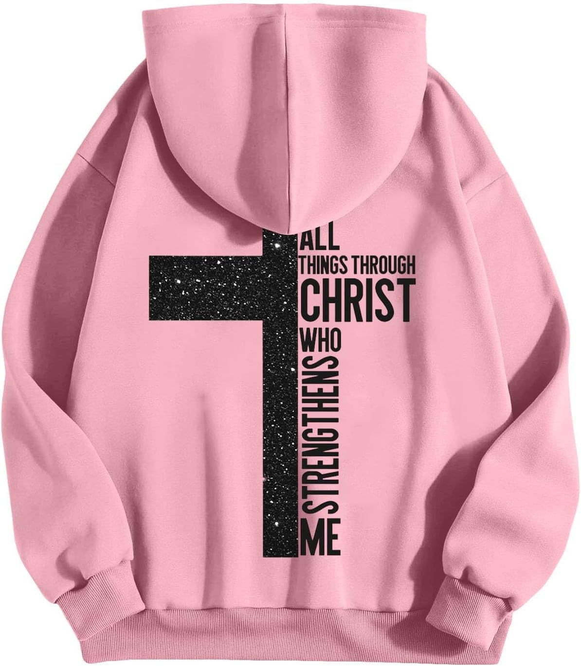 Sweat à capuche homme oversize – Imprimé croix et lettrage